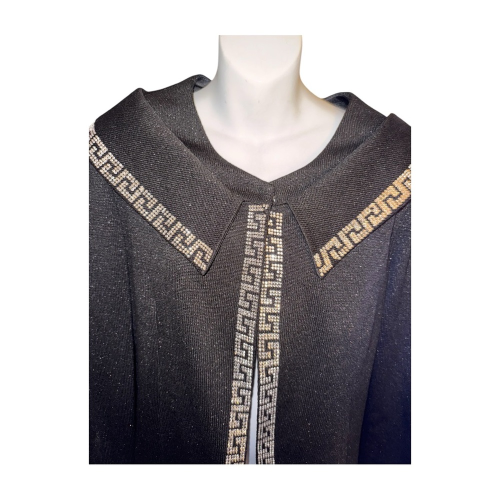 Donna Vinci Elegant Black Jacket with Greek Key Design - Picture 6 of 15